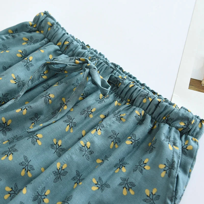 Relaxed floral print lounge pants with elastic drawstring waist for women | Solara
