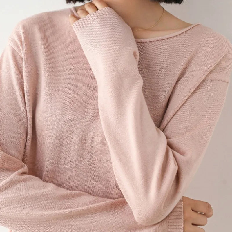 Lightweight fine knit relaxed top for women | Elara Mist