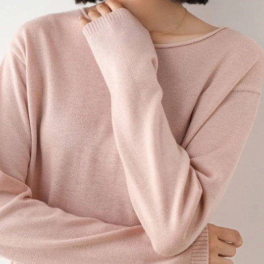 Lightweight fine knit relaxed top for women | Elara Mist
