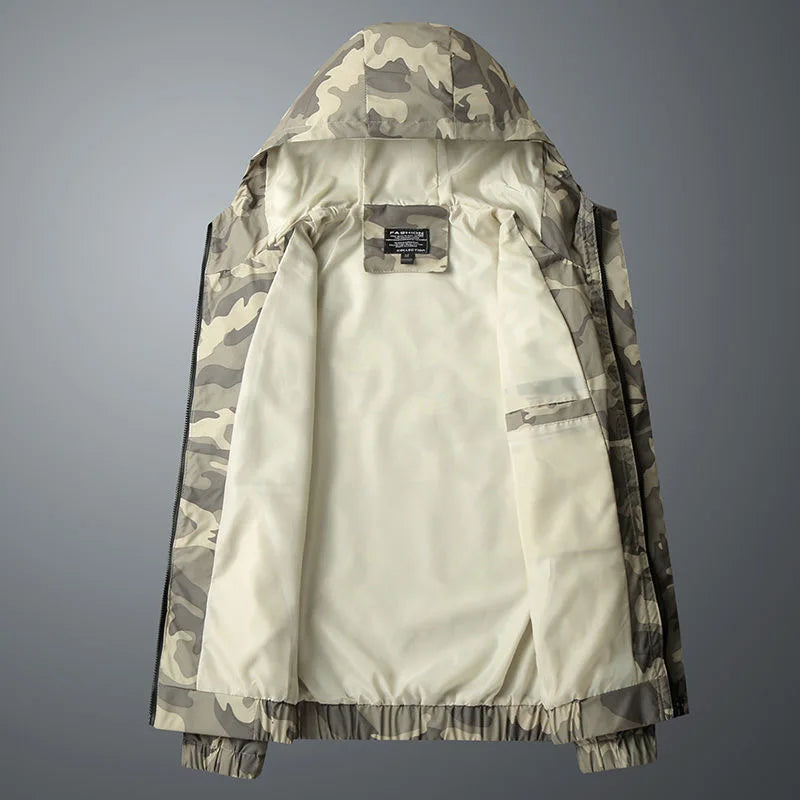 Lightweight water-resistant hooded camo jacket for men | Ranger -6