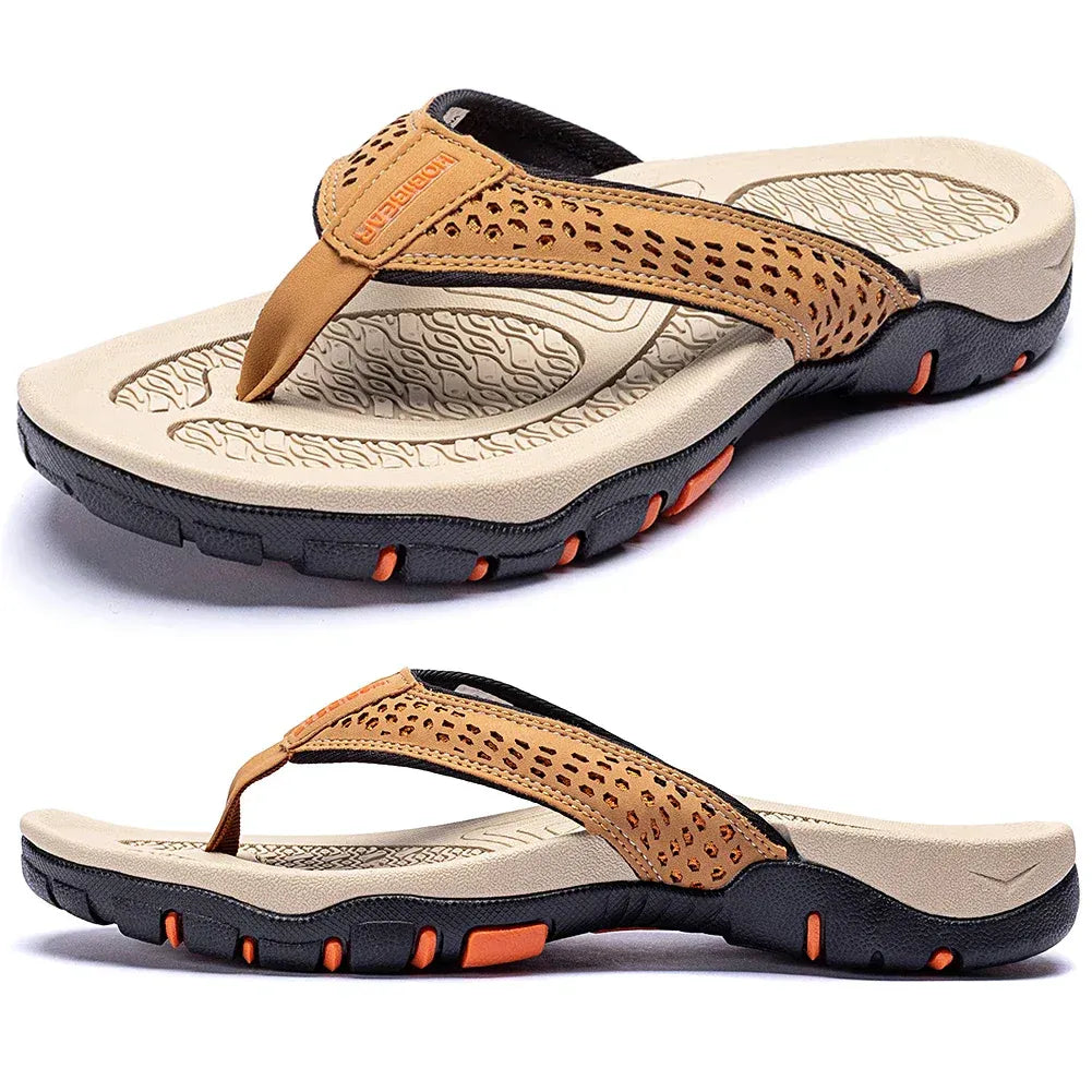 Athletic flip flops with structured arch support for men | Torin