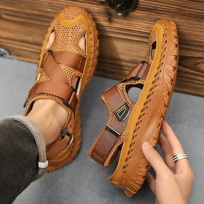 Closed toe hiking sandals with breathable mesh upper for men | Tavros