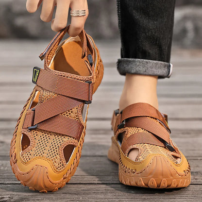 Closed toe hiking sandals with breathable mesh upper for men | Tavros