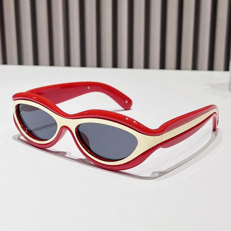 Bold sculpted oval frame UV protection sunglasses for women | Zephira