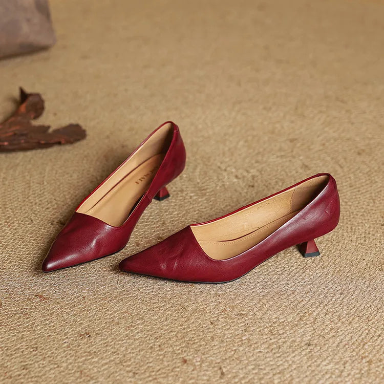 Pointed Toe Kitten Heel Pumps for women | Vivienne