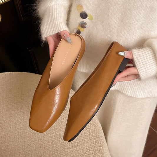 Lightweight flattering vegan leather slip-on flats for women | Vale -1