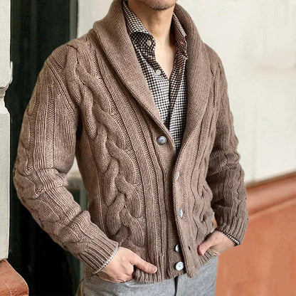 Tailored button-front knit cardigan for men | Brock London