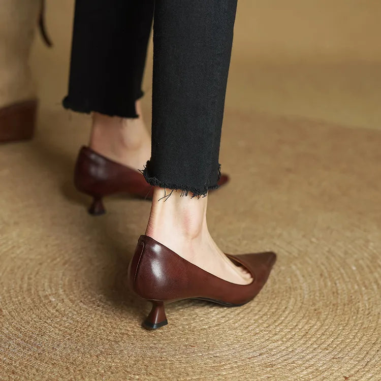 Pointed Toe Kitten Heel Pumps for women | Vivienne