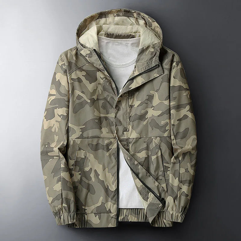 Lightweight water-resistant hooded camo jacket for men | Ranger -5