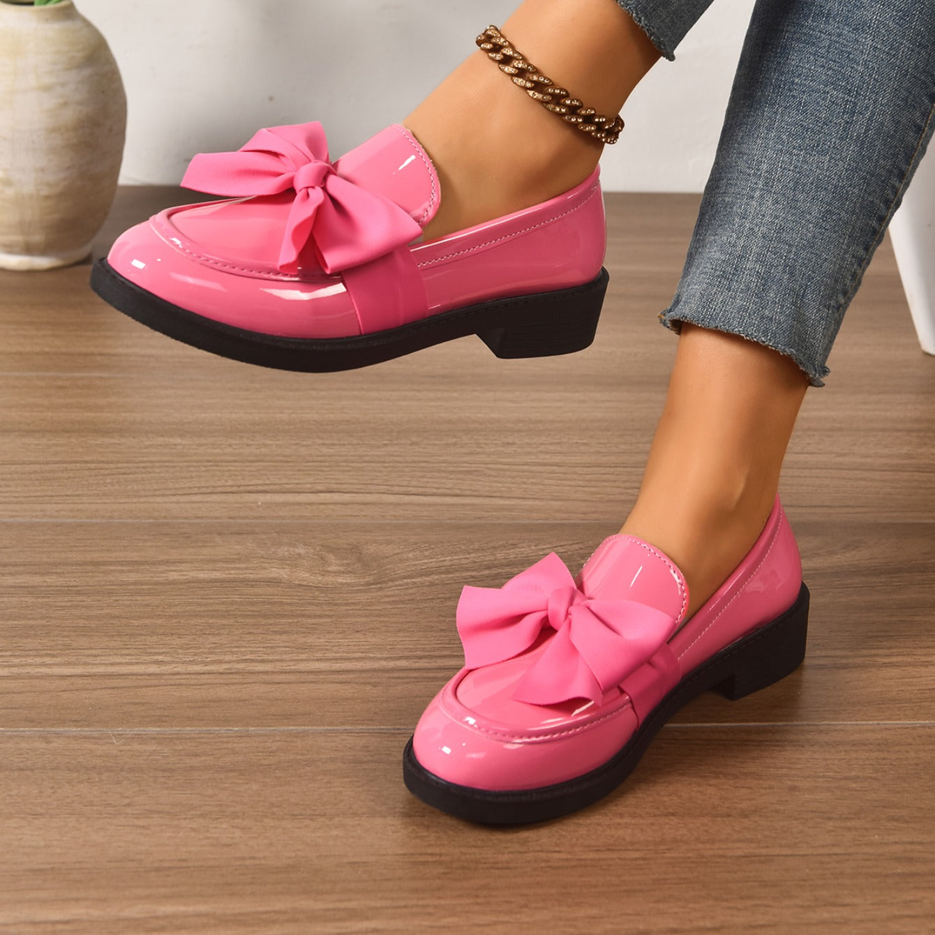 Classic Bow Detail Platform Loafers for women | Mirel