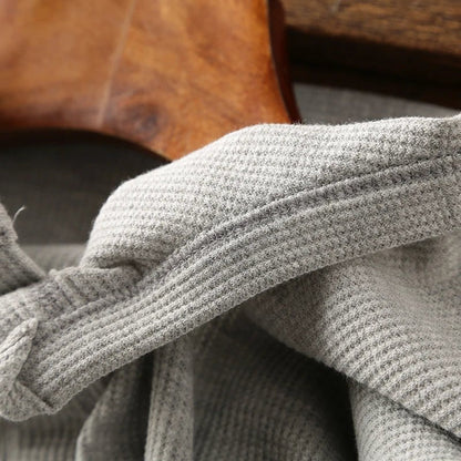 Relaxed fit waffle knit henley long sleeve top for men | Ardin