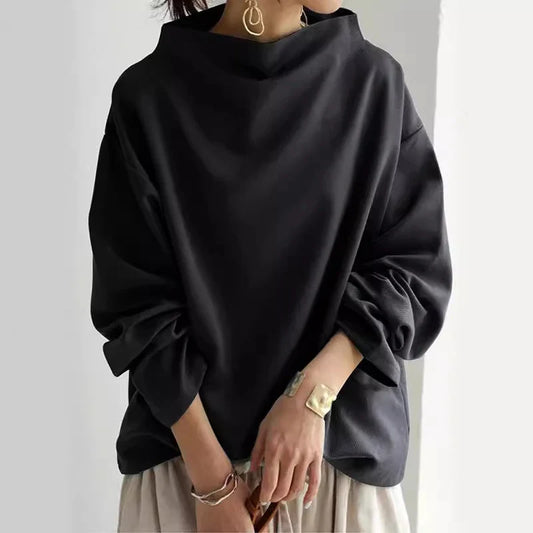 Oversized high collar relaxed hoodie for women | Hayden Cloud