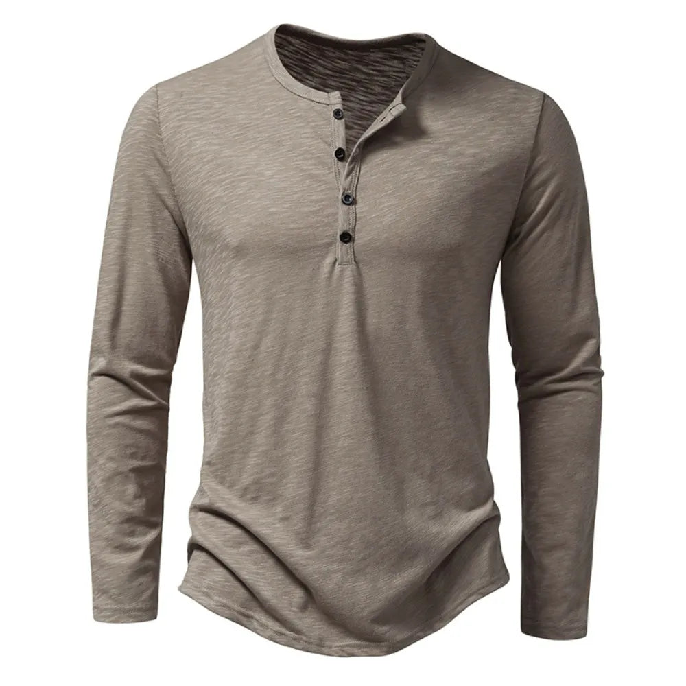 Slim soft cotton classic henley top for men | Dixon -1