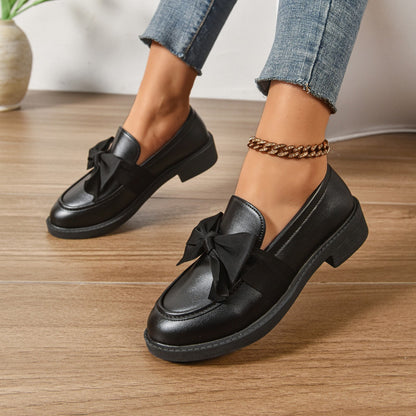Classic Bow Detail Platform Loafers for women | Mirel