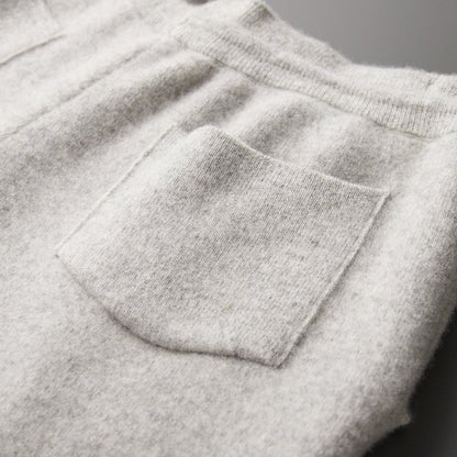 Relaxed fit knit drawstring pants with front seam detail for men | Solenne