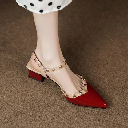 Studded Strap Square Heel Pumps for women | Mirezza