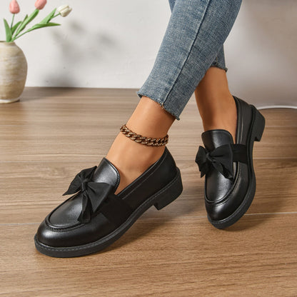 Classic Bow Detail Platform Loafers for women | Mirel