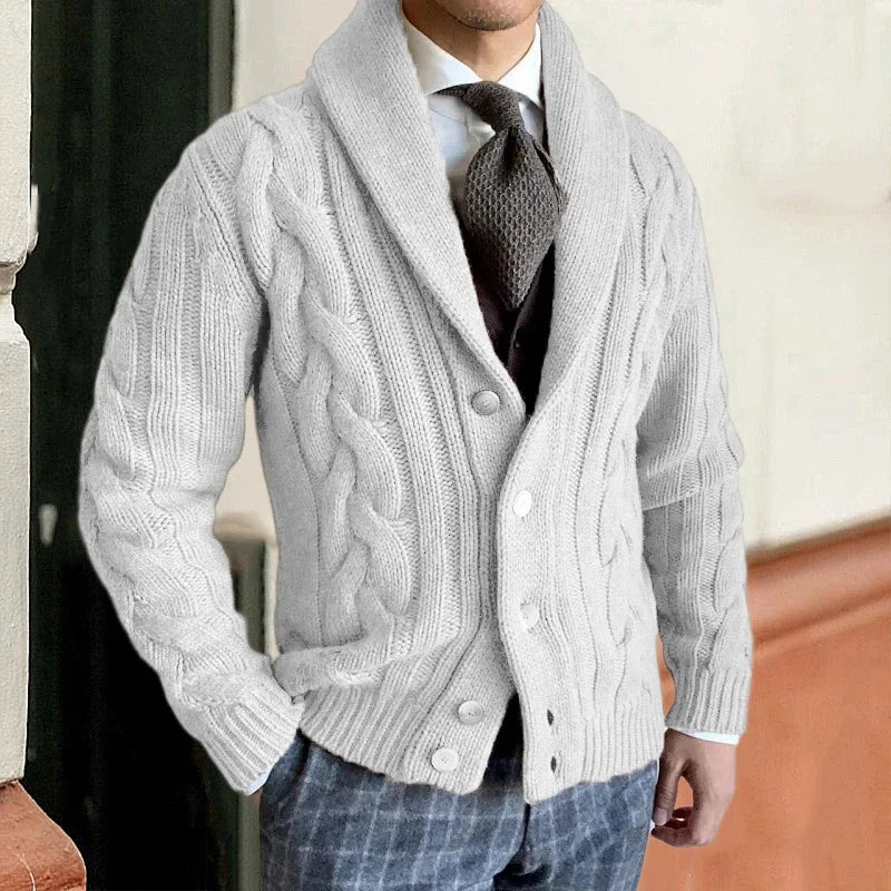 Tailored button-front knit cardigan for men | Brock London