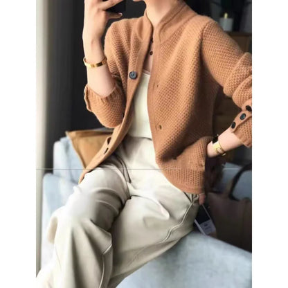 Half-neck tailored knit cardigan for men | Grace Élise
