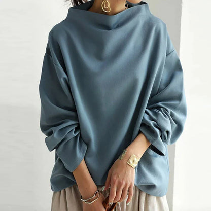Oversized high collar relaxed hoodie for women | Hayden Cloud