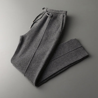 Relaxed fit knit drawstring pants with front seam detail for men | Solenne