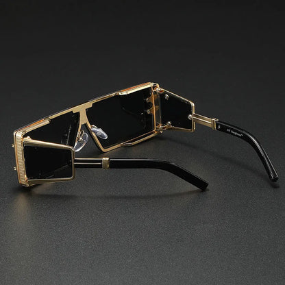 Steampunk square frame sunglasses with metal accents for men | Arlen Luxe