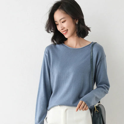 Lightweight fine knit relaxed top for women | Elara Mist