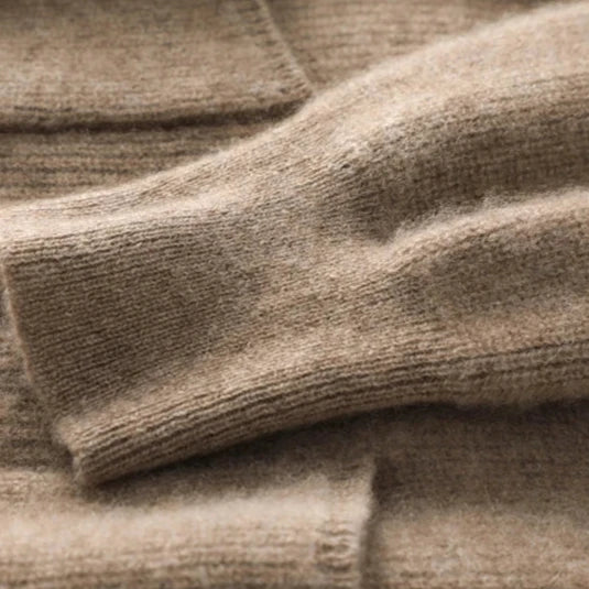 Soft knit zip-up sweater with high neckline for women | Catherine Vale