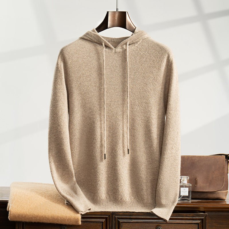Lightweight relaxed knit hoodie with ribbed trim for men | Alvara