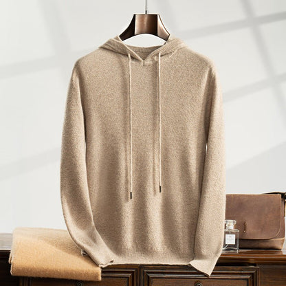 Lightweight relaxed knit hoodie with ribbed trim for men | Alvara