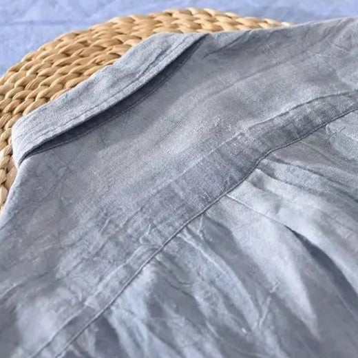 Classic breathable long-sleeve linen shirt for men | Pacific -7