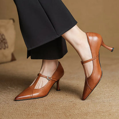 Pointed Toe Buckle Strap Stiletto Heels for women | Alessandra