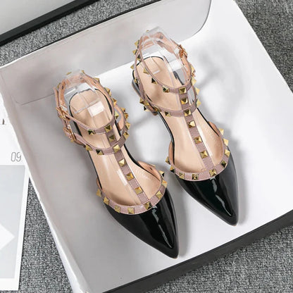 Studded Ankle Strap Block Heel Pumps for women | Calista