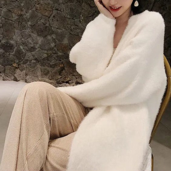 Longline tailored knit coat for women | Meridian Époque