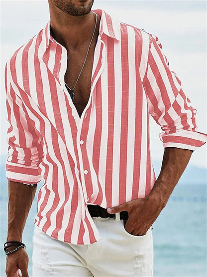 Relaxed striped linen-cotton summer shirt for men | James -3