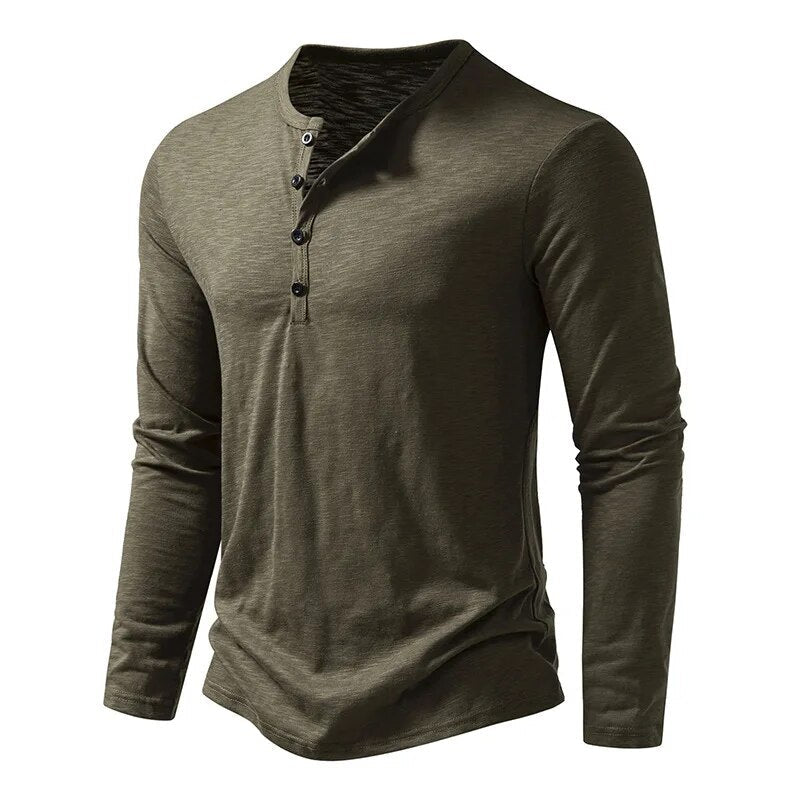 Slim soft cotton classic henley top for men | Dixon -5