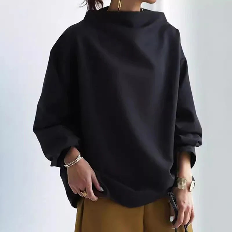 Oversized high collar relaxed hoodie for women | Hayden Cloud