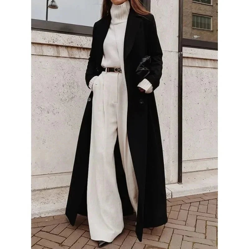 Longline tailored coat with notched lapels for women | Celeste