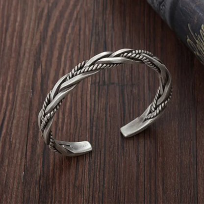 Bold sterling silver braided cuff bracelet for men | Torin -5