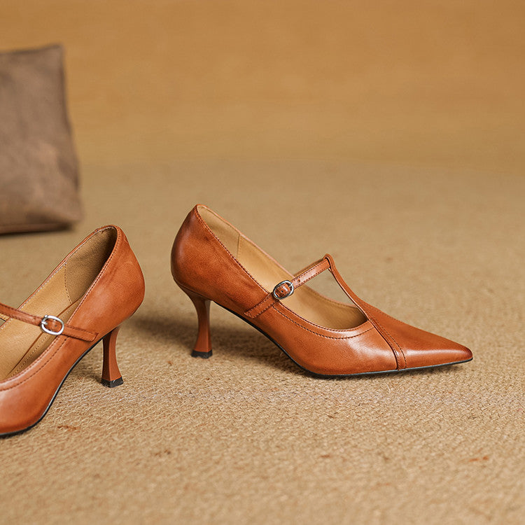 Pointed Toe Buckle Strap Stiletto Heels for women | Alessandra