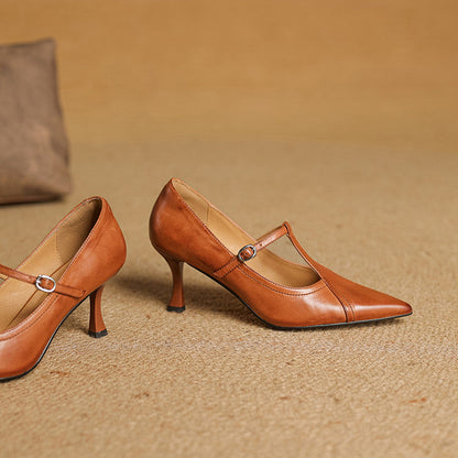Pointed Toe Buckle Strap Stiletto Heels for women | Alessandra
