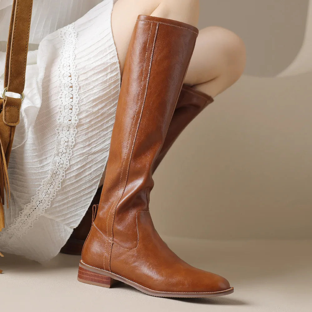 Classic genuine leather ankle boots for women | Adeline -1