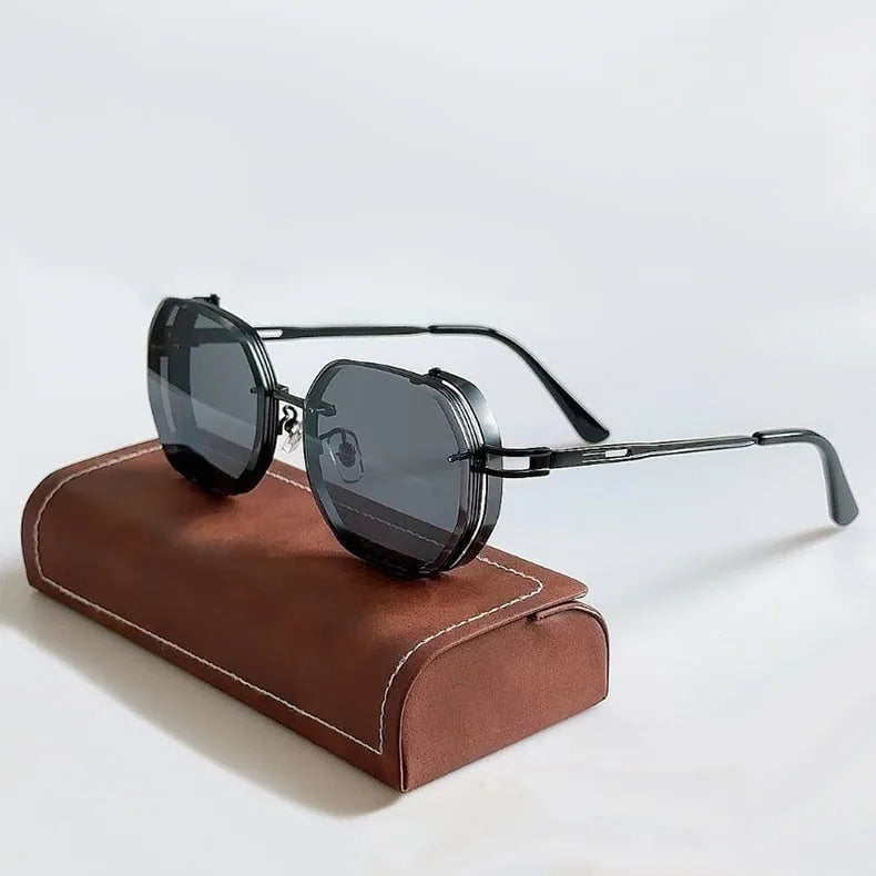 Vintage style polarised aluminium frame sunglasses for men | Steampunk -1
