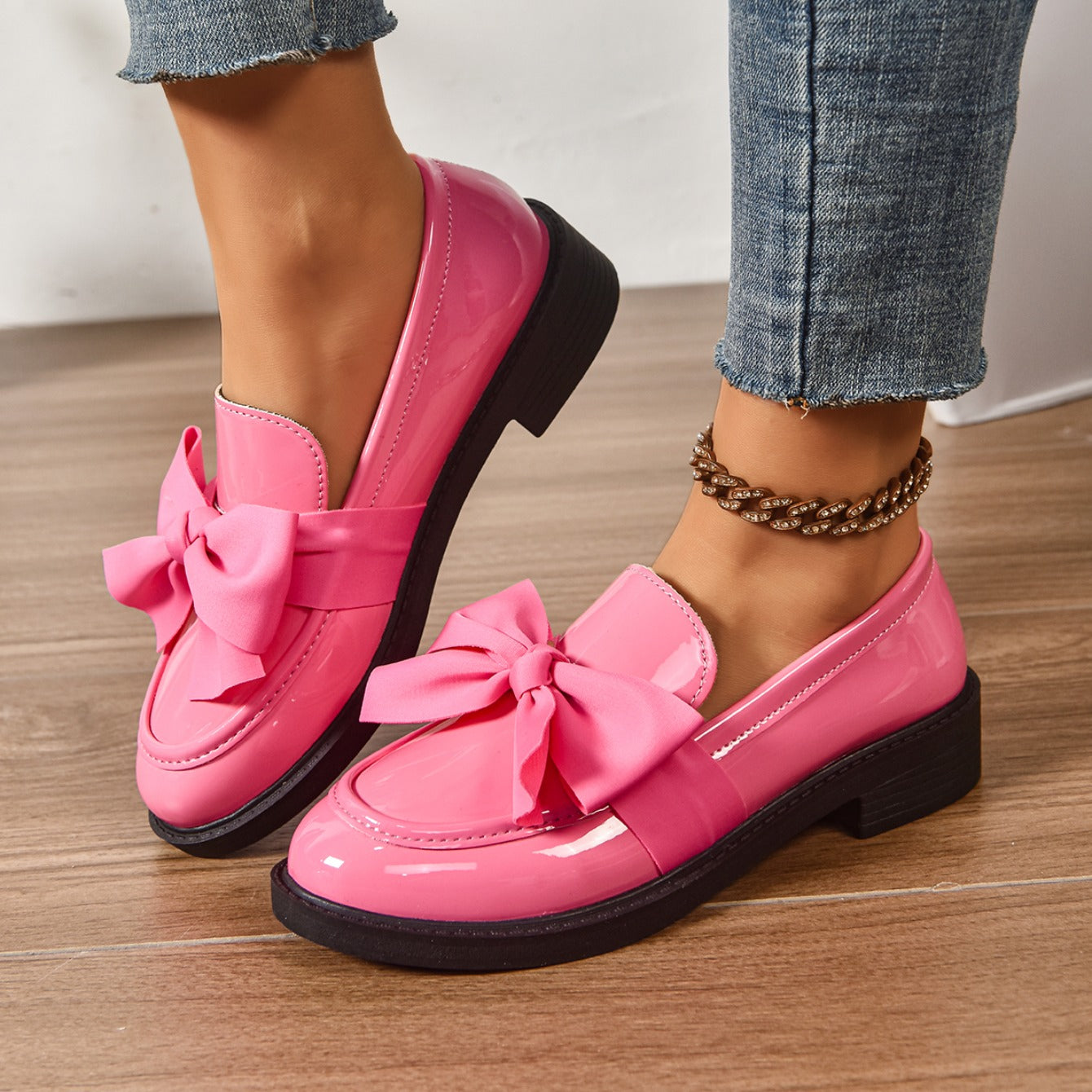 Classic Bow Detail Platform Loafers for women | Mirel