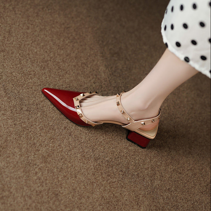 Studded Strap Square Heel Pumps for women | Mirezza