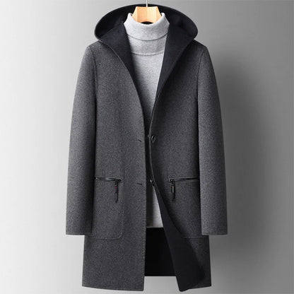 Classic Hooded Mid Length Overcoat for men | Arden
