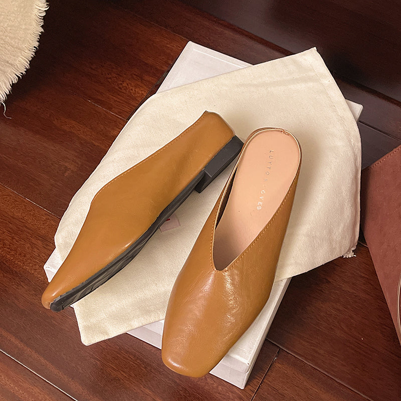 Lightweight flattering vegan leather slip-on flats for women | Vale -2