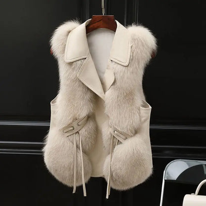 Warm faux-fur sleeveless layering vest for women | Regal Fur -1