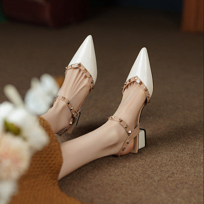 Studded Strap Square Heel Pumps for women | Mirezza