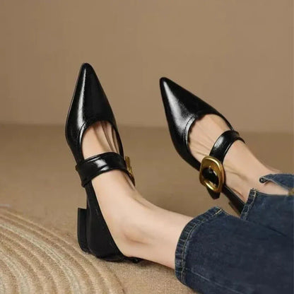 Pointed Toe Buckle Detail Flat Shoes for women | Corinne